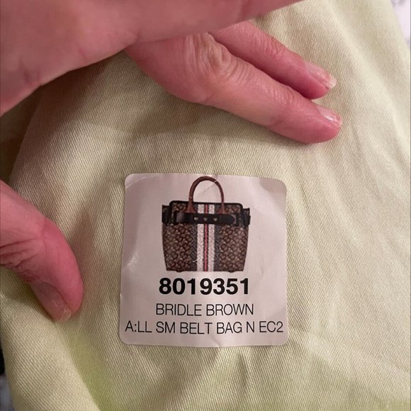 BURBERRY E Canvas Monogram Stripe Small Belt Tote Brown Handbag Bag 8019351 New - Picture 10 of 11